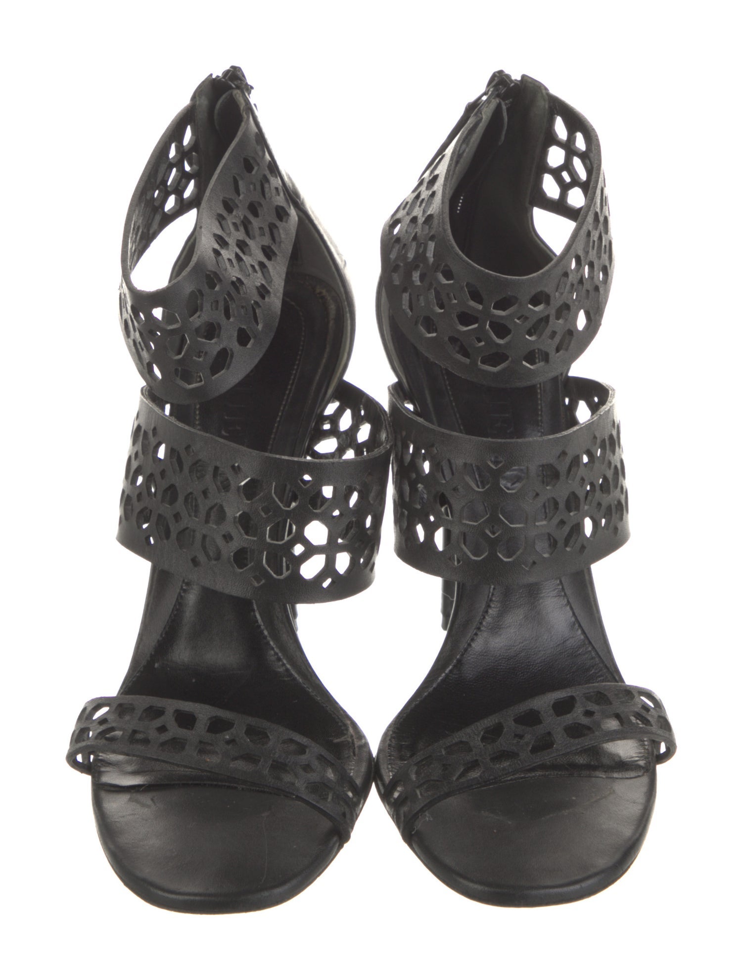 Alexander McQueen Leather Lasercut Accents Sandals